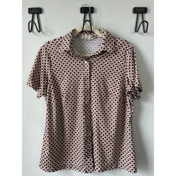 Vintage Sears The Shirt PermaPress Polyester Patterned Button Up Shirt Size 38 - Picture 1 of 7